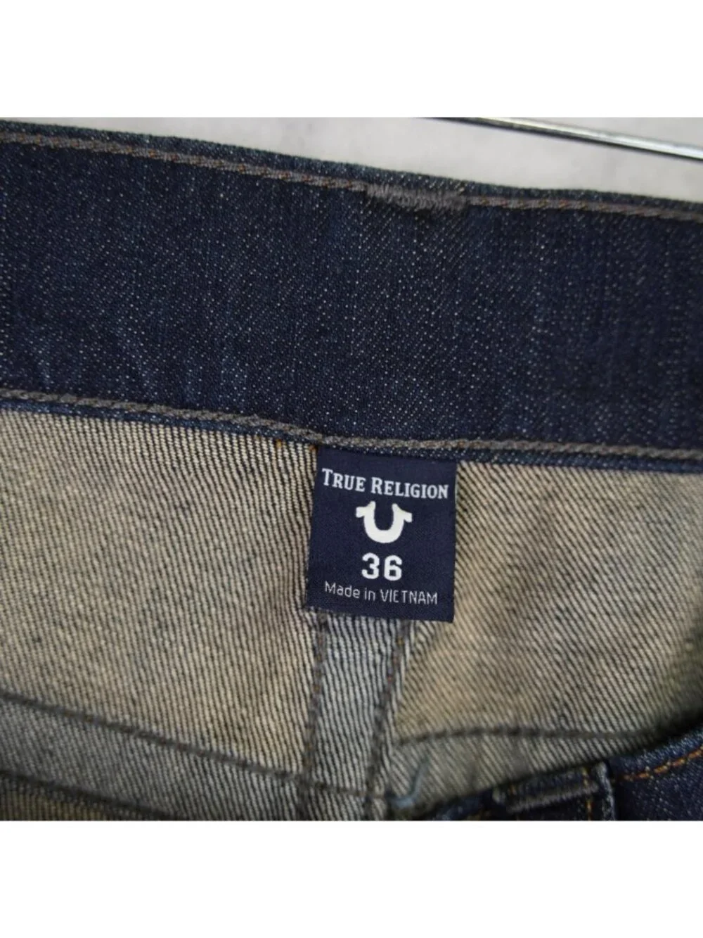 True Religion Mens Ricky Relaxed Straight Distressed Blue Denim Jeans Size 36x33